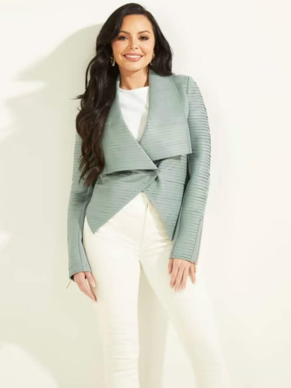 Sage Green Women's Soft Leather Jacket from Marciano Size 8